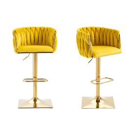 COOLMORE Vintage Bar Stools with Back and Footrest Counter Height Dining Chairs 2PC/SET (Color: as Pic)