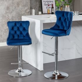A&A Furniture,Swivel Velvet Barstools Adjusatble Seat Height from 25-33 Inch (Color: as Pic)