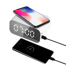 Wireless Bluetooth Speaker Charging 5W With LED Clock Alarm Function FM Radio Speaker (Color: White, Set Type: Speaker)